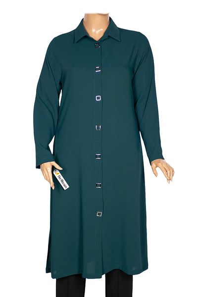 Hermevsim Hesna Women's Taylor Oversized Size Crepe Square Snap Oil Tunic