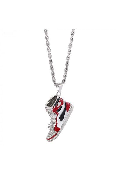 xUPING Rope necklace with adidas pendant, red