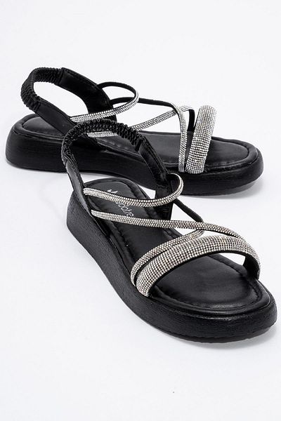 CCWAY AYAKKABI Women's Thick Stone Sandals Black