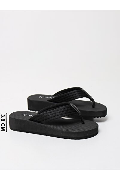 HANOX Siena Kolon Black Women's Flip Flops Beach Slippers (3.8) cm