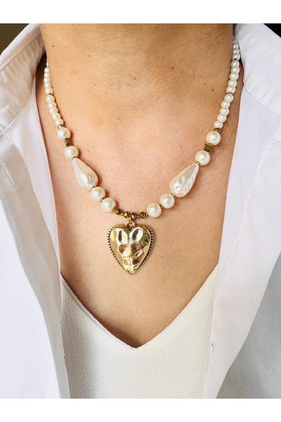 DEVİ fashion Vintage Design Pearl Necklace 46 cm