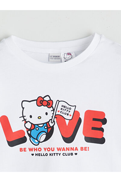LC Waikiki Crew Neck Hello Kitty nyomott lány Crop póló