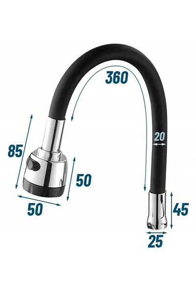 Generic 304 Stainless Steel Kitchen Sink Faucet with Flexible Pipe Dual Function Sprayer– 360° Swivel Spout.