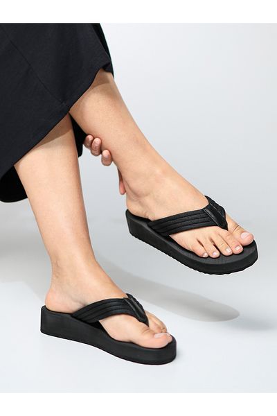 HANOX Siena Kolon Black Women's Flip Flops Beach Slippers (3.8) cm