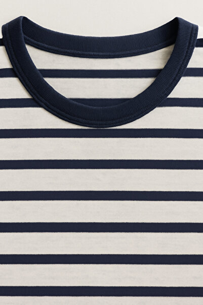 koza iç giyim Erkek Pamuklu Lacivert Çizgili Şort Takım