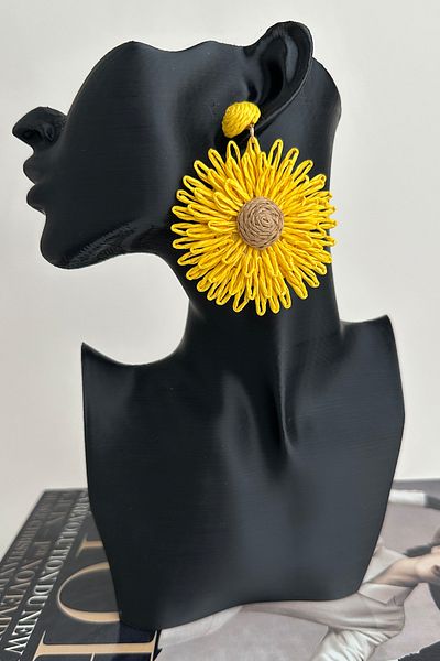 Modex Bohemian Style Yellow Dangle Flower Earrings (6cm)