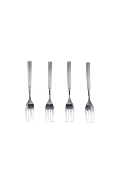 LYFE 4-Piece High Quality Stainless Steel Cake Fork Set Silver