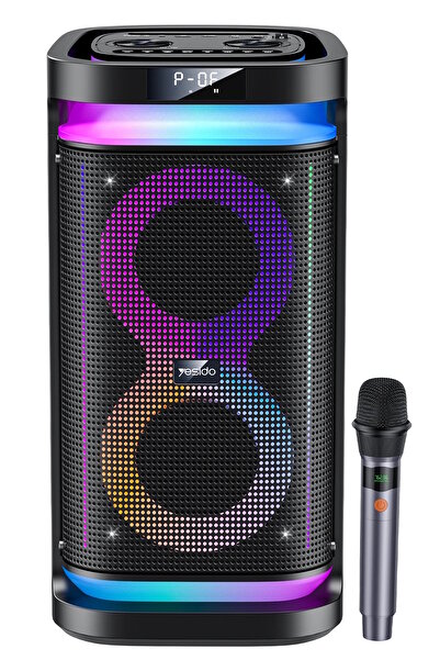 Yesido Bluetooth Hoparlör Bataryalı Dijital Parti Hoparlörü Mikrofon Hediyeli...