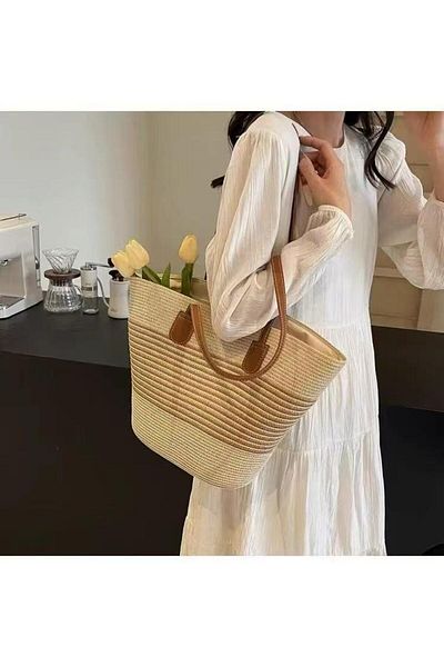 Axesoire Nwc-1051 Beige Camel Straw Bag