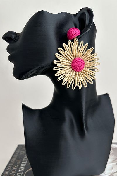 Modex Bohemian Style Cream Dangle Flower Earrings (6cm)