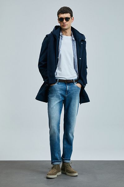 Lufian Pantaloni pentru bărbați Mattias Smart Jean, slim fit, albastru