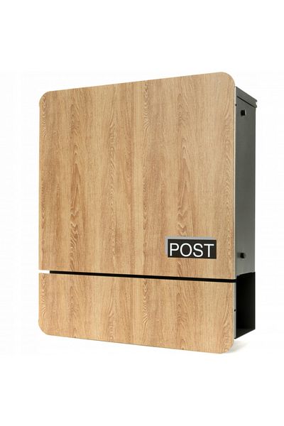VERDA Cutie poștală cu capac din imitație de lemn, fabricată din oțel galvanizat vopsit în câmp electrostatic