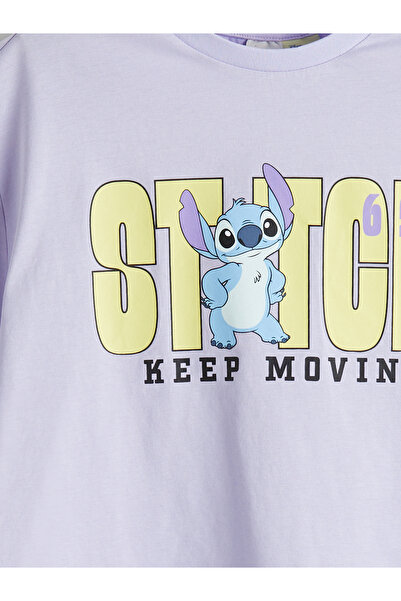 LC Waikiki Dívčí triko Crop s potiskem Crew Neck Stitch