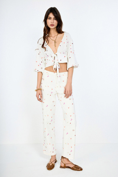 boneqa barcelona Floral Printed Straight Leg Trousers