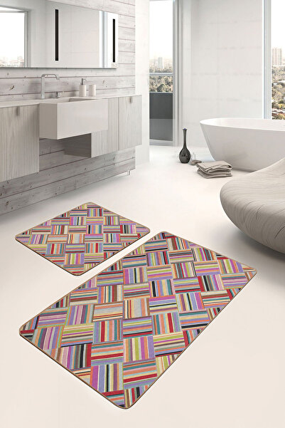 Realhomes Traditional Geometric Classic 2-Piece Bathroom & Kitchen Mat Set wi...