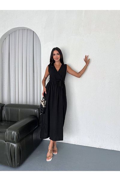 Noa Noa Μακρύ φόρεμα με διπλό γιακά και ζώνη