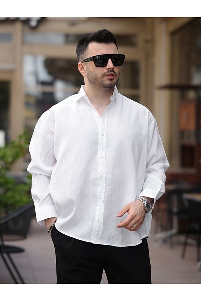 LUMAST Ανδρικό πουκάμισο Oversize Summer Light Ironing Οβάλ κομμένο Modal πουκάμισο