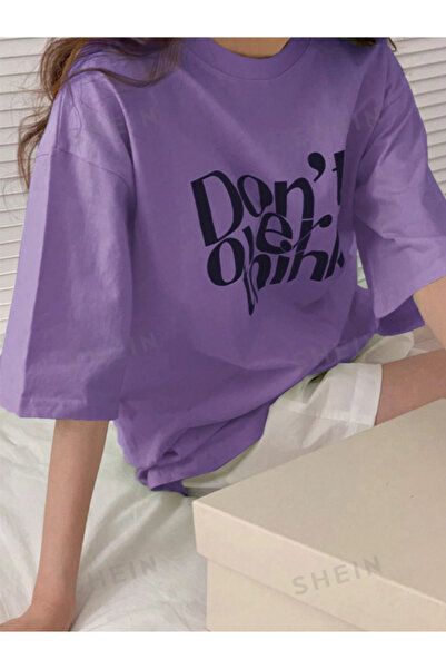 COHERENT Tricou supradimensionat din bumbac cu imprimeu personalizat THINK pe...