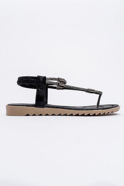 CCWAY AYAKKABI Women's Stone Flip Flops Sandals Black