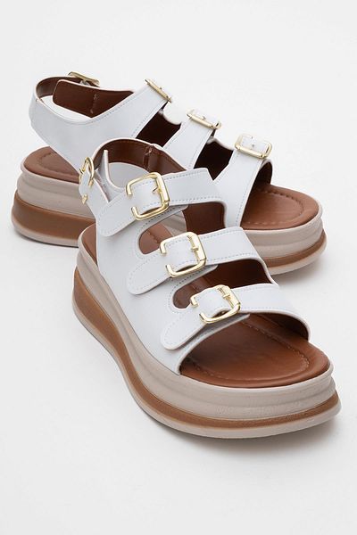 CCWAY AYAKKABI Women's Buckle Sandals White