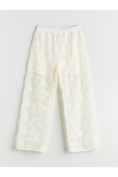 LC Waikiki Elastic Waist Floral Girls Trousers