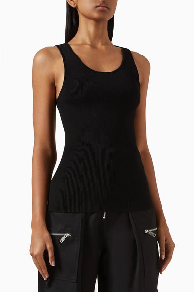 3.1 Phillip Lim Black Rib Slim Fit Viscose Undershirt Lightweight, Flexible, Minimalist Design