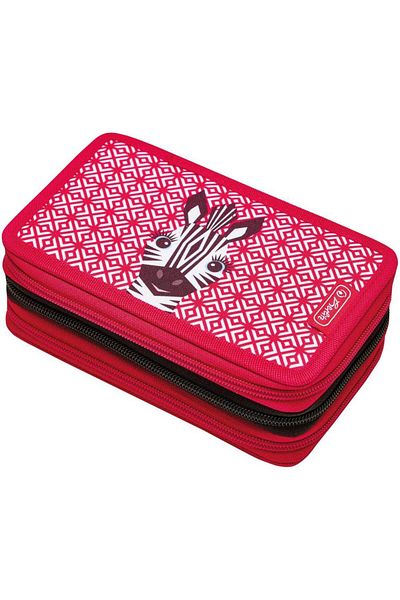Herlitz Herlitz pencil case Cute Animals Zebra motif, equipped with 31 pieces, 3 zippers, size 19 x 11.5 x 7 cm