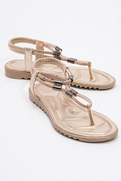 CCWAY AYAKKABI Women's Stone Flip Flops Sandals Copper