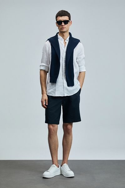 Lufian Cosmo Sports Men's Chino Shorts Slim Fit Navy Blue