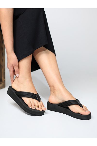 HANOX Siena Kolon Black Women's Flip Flops Beach Slippers (3.8) cm