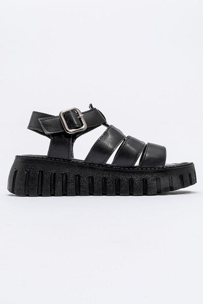 CCWAY AYAKKABI Women's Wide Piping Sandals Black