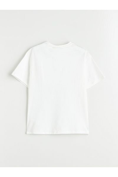 LC Waikiki Crew Neck Stitch Printed Girl's T-Shirt