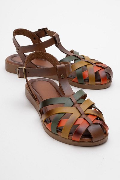 CCWAY AYAKKABI Cross Piping Women's Sandals Taba Garni