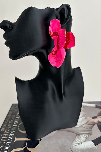 Modex Half Moon Patterned Light Flower Earrings (7cm)