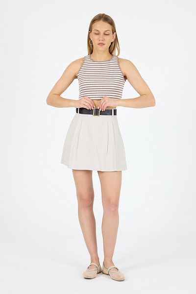 CEE Fashion Pleated Belted Shorts Skirt Xs-Xxl