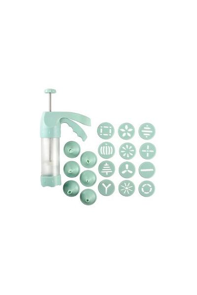 nordicware 19-Piece Deluxe Spritz Maker and Cup Cake Decorating Set Blue and Silver