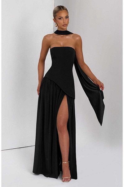 SEVENLINE Women's Scarf Strapless Maxi Length Dress