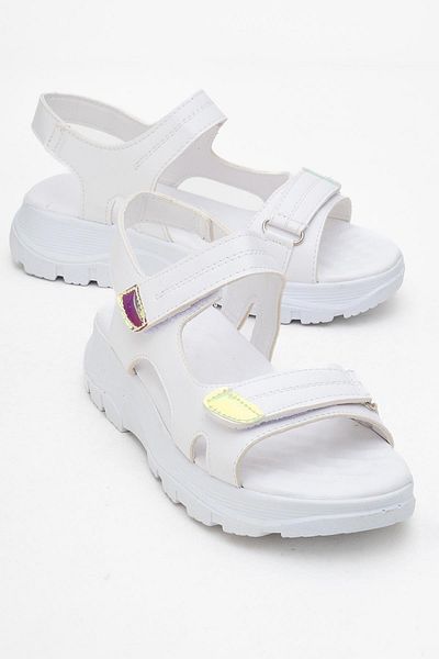CCWAY AYAKKABI Women's Double Velcro Sandals White