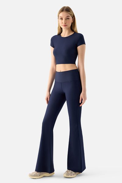 Superstacy Melina High Waist Flared Navy Blue Sports Leggings