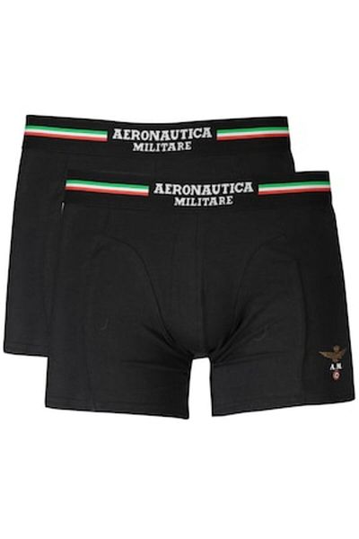 Aeronautica Militare Set 2 perechi de boxeri cu detaliu logo, Aeronautica Militare, Negru, 2XL