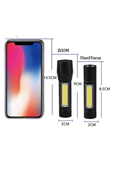 OEM Rechargeable Flashlight with Zoom, USB, Camping, Black/Yellow