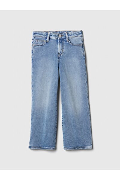 GAP Kız Çocuk Açık Mavi High Rise Supersoft Wide-Leg Jean Pantolon
