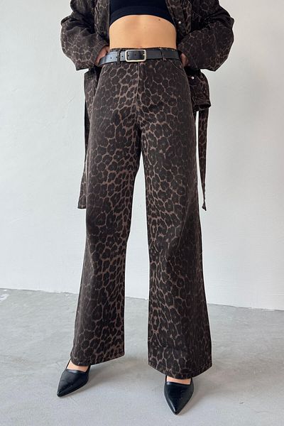 Cappmoda İnd-03694 Leopard Pattern Denim Jean