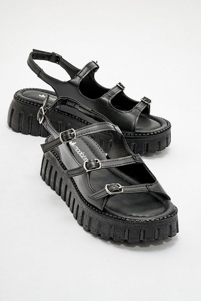 CCWAY AYAKKABI Woman's 4 buckle sandal black