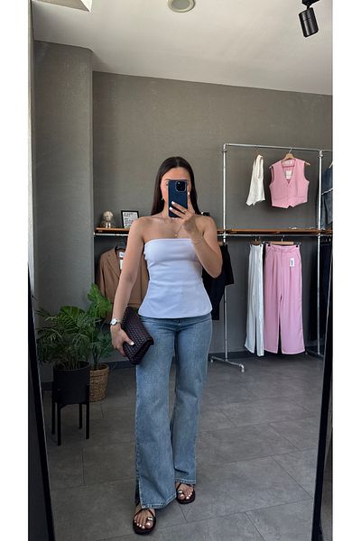 YOUR NAME Strapless Peplum Blouse