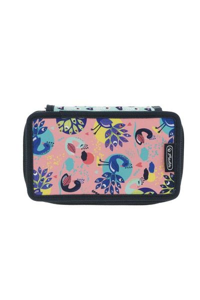 Herlitz Herlitz pencil case, 31 pieces, 3 compartments, Fancy Peacock motif