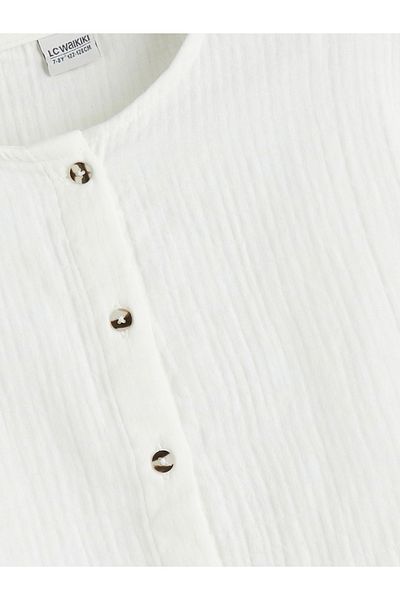 LC Waikiki Crew Neck Muslin Girl's Crop Shirt