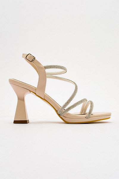 CCWAY AYAKKABI Cross Stone Women's Heeled Sandals Ten Skin