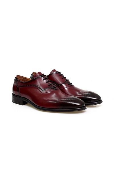 Butik Bordo Color Lace-Up Genuine Leather Men's Shoes