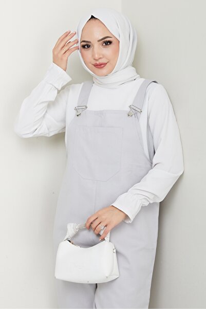 Bestenur Single Pocket Gardener Overalls 1553 - Gray